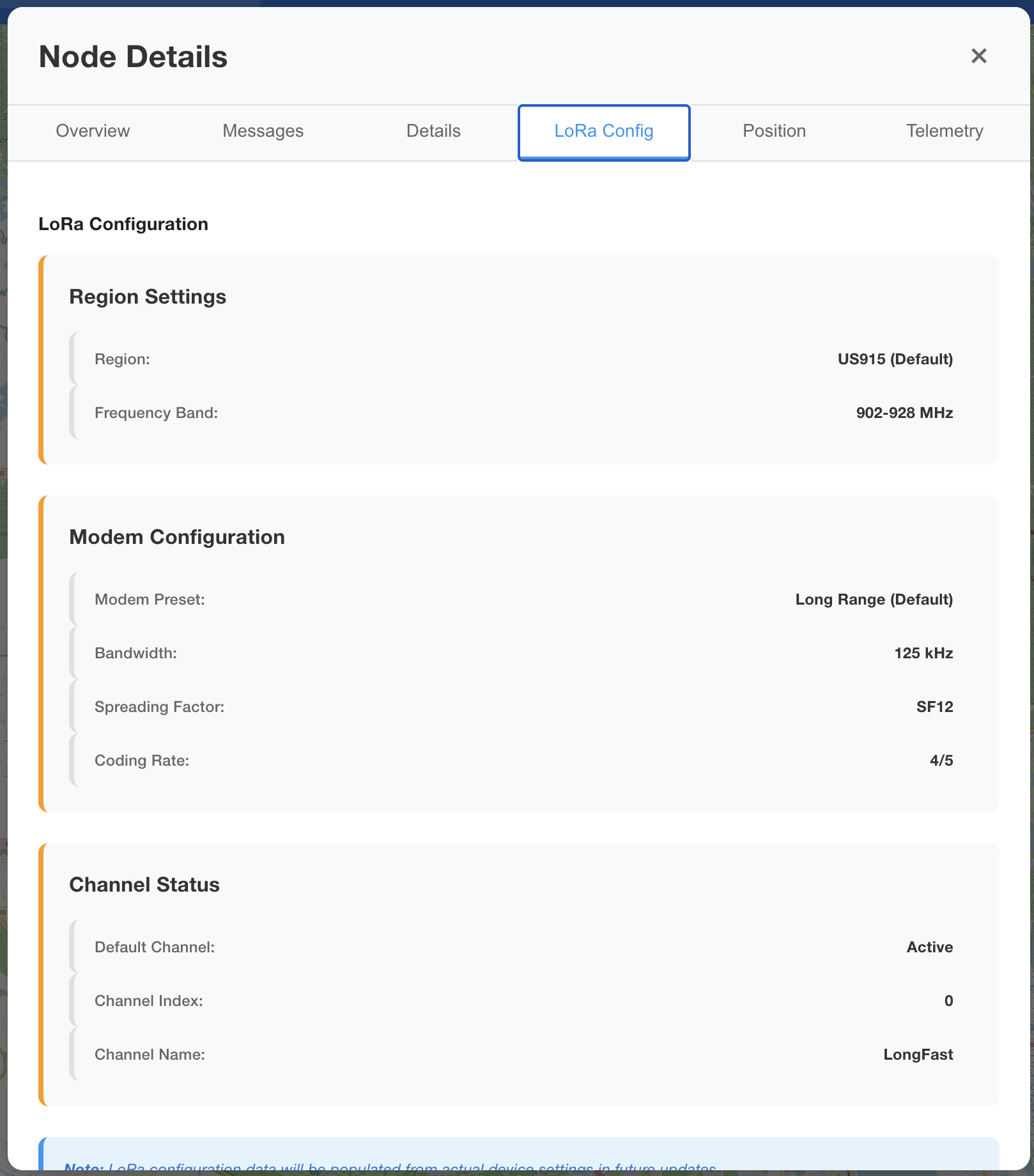 LoRa configuration details